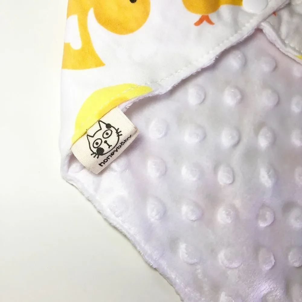 HONEY BABY Bib + Wooden Bunny Toy Duck Printed Gift Set